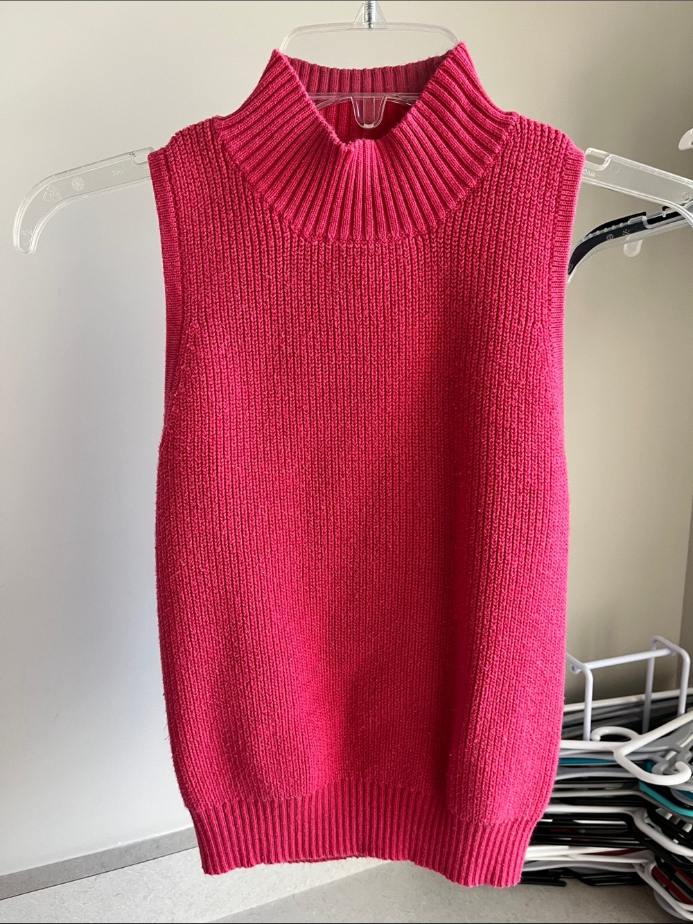 Lulu's Bright Pink Sleeveless Mock Turtleneck Sweater Vest